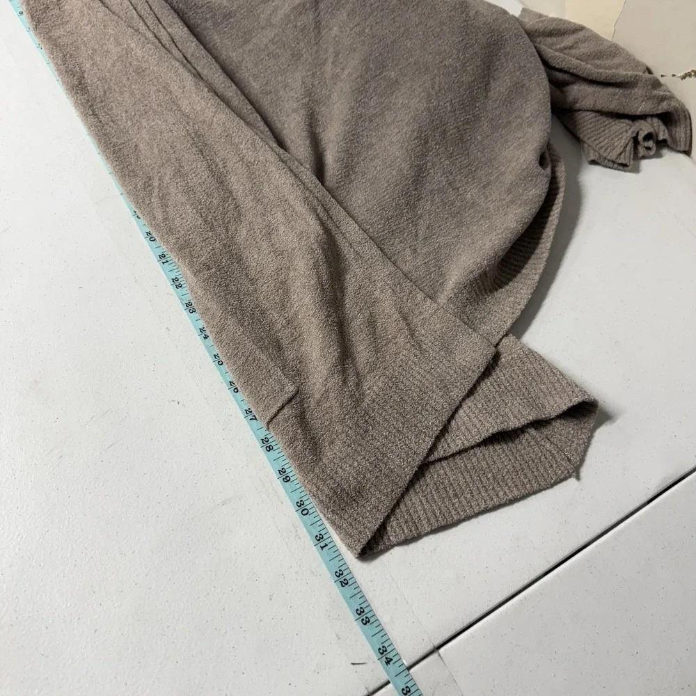 Barefoot Dreams Resort Cozychic Lite Hoodie Cardigan Light Brown Long Open Large